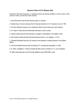 Famous Firsts of U.S. Women Quiz