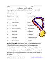 Canadian Olympic Athletes Matching Activity
