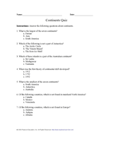 Continents Quiz